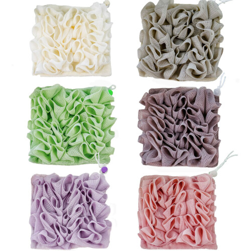 3PCS Efficient Bath Puff with Soap Holder-Pink greenPurple 1