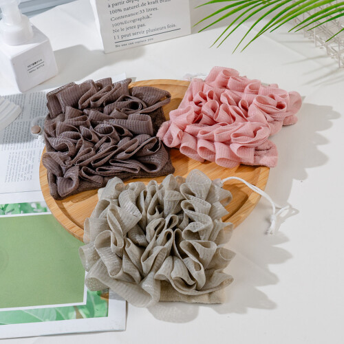 3PCS Efficient Bath Puff with Soap Holder-Pink greenPurple 2