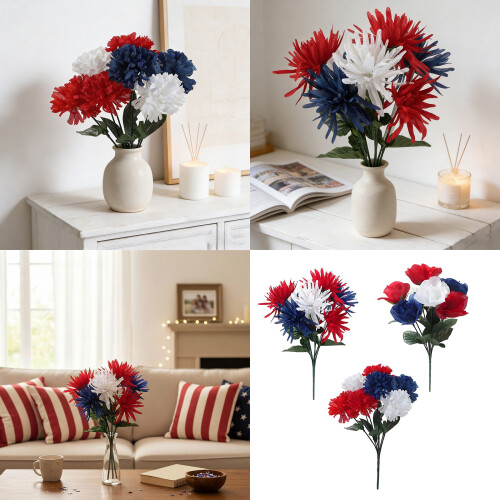 Artificial Patriotic Flower Simulation Plastic Flower For-Rose 2
