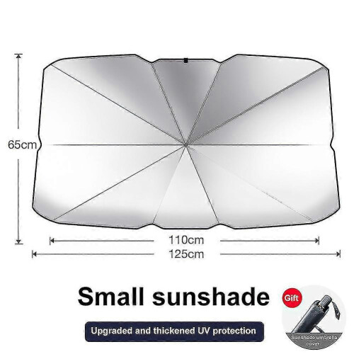 (Small) Car Sunshade Windshield Sun Shade, Titanium Silver Cloth Foldable Windshield Sun Shade Umbrella
