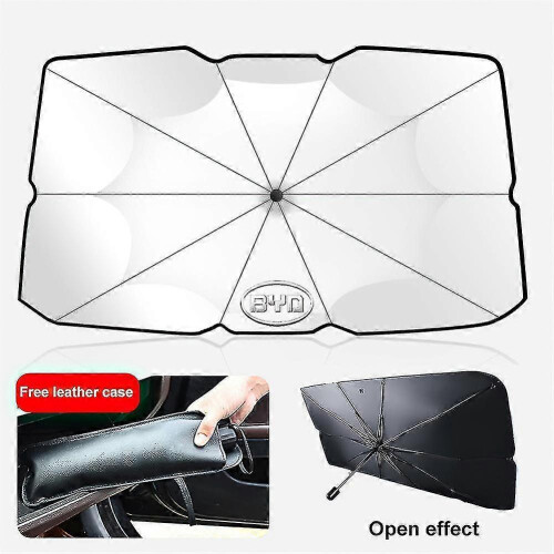 (BYD Large) Car Sunshade Windshield Sun Shade, Titanium Silver Cloth Foldable Windshield Sun Shade Umbrella