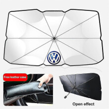 (Volkswagen Large)Car Sunshade Windshield Sun Shade, Titanium Silver Cloth Foldable Windshield Sun Shade Umbrella