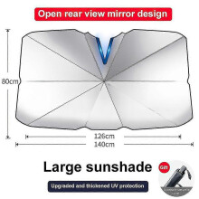 (Open end large) Car Sunshade Windshield Sun Shade, Titanium Silver Cloth Foldable Windshield Sun Shade Umbrella