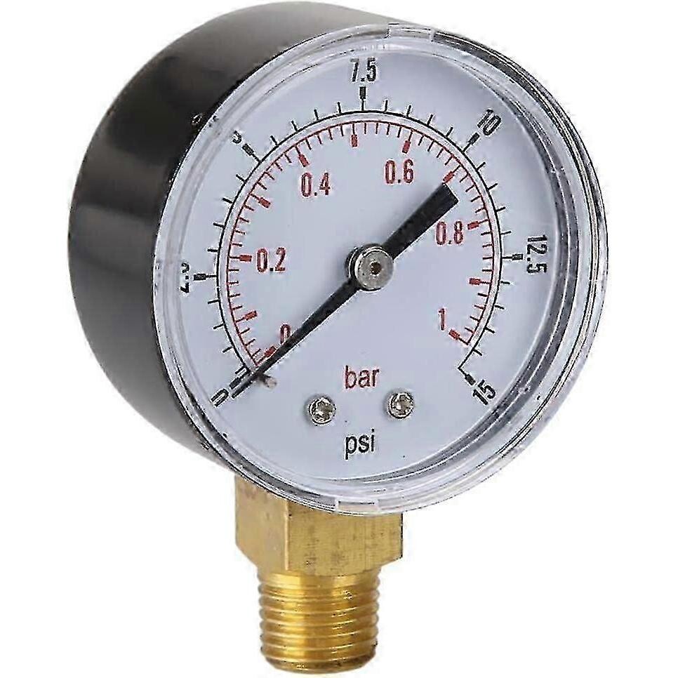 MEANLIN MEASURE Manometer 0–1 Bar / 0–15 Psi – 1/8“ BSP, 1,5“ Zifferblatt, Edelstahl, Rückseitig, Für Wasser, Öl, Luft – Inkl. Teflonband (2 Stück)