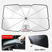 (Toyota Large) Car Sunshade Windshield Sun Shade, Titanium Silver Cloth Foldable Windshield Sun Shade Umbrella