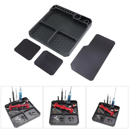 Heat Resistant Plastic Tool Tray Including Nonslip Base and 1