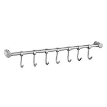 Stainless Steel Wall Mount Pot Pan Hanging Rack Rail Kitchen Straight Bar Utensil Cookware Organizer with Sliding Hooks hwy