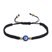 (Golden Evil Eye A) Devil's Eye Hand Woven Bracelet Unisex Handmade Beaded Adjustable Bangle Elegant Stylish Jewelry for Men Women