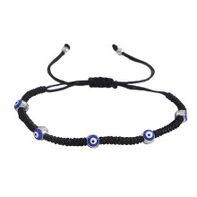 (Silver Five Eyes A) Devil's Eye Hand Woven Bracelet Unisex Handmade Beaded Adjustable Bangle Elegant Stylish Jewelry for Men Women