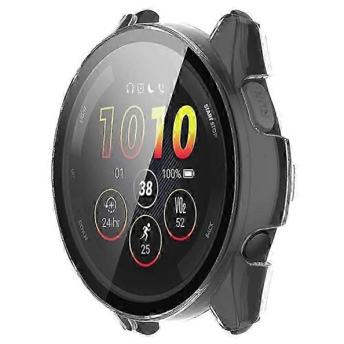(Transparent) Compatible For Garmin Forerunner 265S Anti-scratch PC Watch Case with Tempered Glass Screen Protector 2