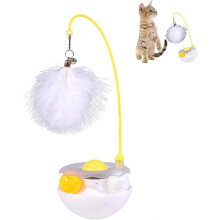 (White) 3-in-1 Tumbler Catnip Toy, Cat Teaser with Feather and Bell, Track Balls, Interactive Kitten Toy for Indoor Cats Exercise Cat Toys - PJ