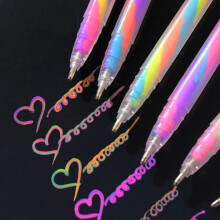 6x Glitter Gel Pens - Rainbow Gel Highlighter Pen Set - 1.2mm Vibrant Colors, Smooth Writing