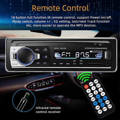 1 DIN Bluetooth Car Stereo Handsfree In-dash MP3/USB/SD/FM/AUX+Frame 2