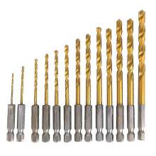 13pcs 1/4inch Hex Shank High Speed Steel Drill Bit Set 1.5-6.5mm for Wood Plastic Metal