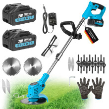 4 IN 1 Electric 21V Cordless(Wireless) Grass Trimmer Strimmer Garden Weed Edger Cutter +2 x 3000mAh Battery