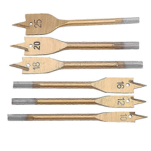 6pcs High carbon Steel Spade Paddle Bits WoodWorking Flat Drilling Boring Tools 10-25MM 2