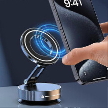 (Black) Vacuum Magnetic Classic User-friendly Phone Premium Holder Cup Car Foldable Suction Adjustable Mount Stand 1Pc