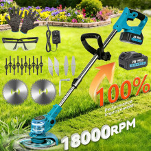 4 in 1 Cordless Strimmer Grass Trimmer Tree Cutter Garden Edger Electric + 2 x 3000mAh Batteries