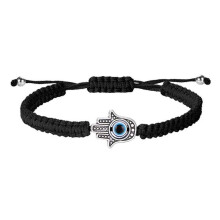 (Palm Eyes Black) Devil's Eye Hand Woven Bracelet Unisex Handmade Beaded Adjustable Bangle Elegant Stylish Jewelry for Men Women