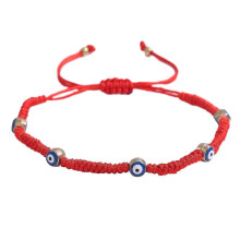 (Gold Five Eyes B) Devil's Eye Hand Woven Bracelet Unisex Handmade Beaded Adjustable Bangle Elegant Stylish Jewelry for Men Women
