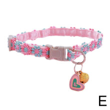 (White shell rose red light)Colorful Flower Collar for Cat Bell Collar Decorative Dog Collar Adjustable