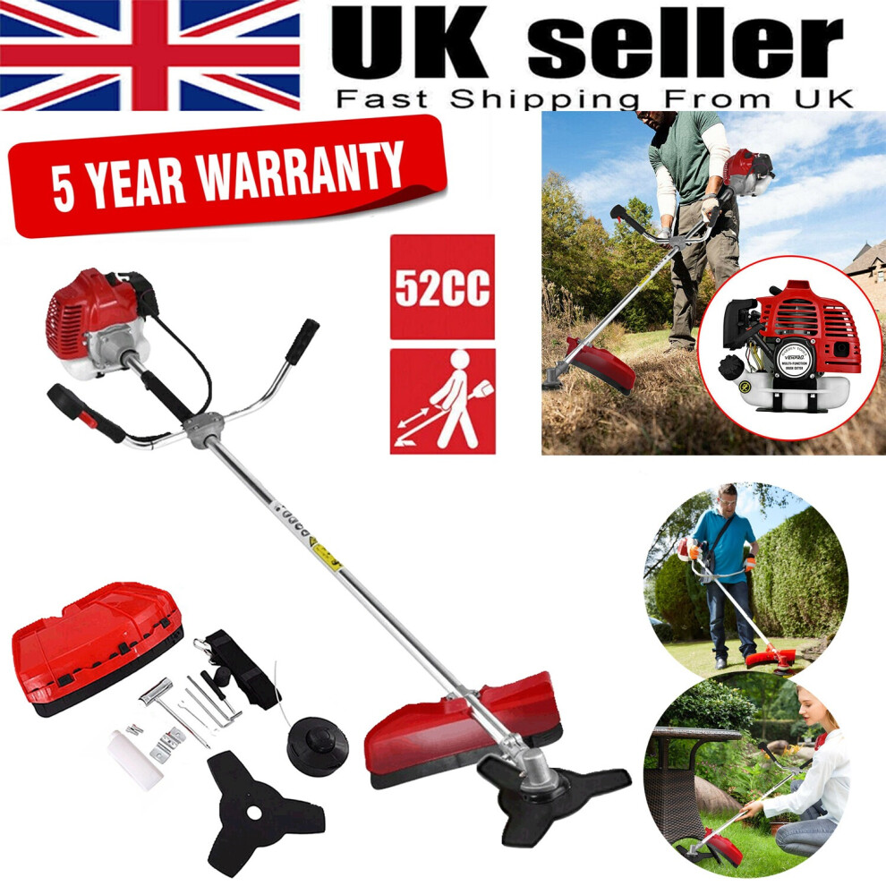 100% Brand New And High-Quality 2 In1 Petrol 52Cc Grass Trimmer Strimmer Brush Cutter Garden Tool