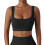 (L)Women's Medium Support Tank Top Rib Seamless Removable Cup Workout Sports Bra - Pjun 1