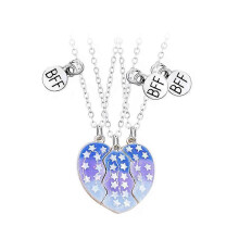 (light blue five pointed star) 3pcs Good Elegant Necklace Magnet Necklace Dolphin Friend Set Splicing Creative Heart