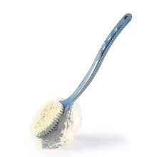 Pt Shower Body Brush with Bristles And Loofah,back Scrubber Bath Mesh Sponge with Curved Long Handle