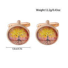 New accessories: Tree of Life, Time Gemstone, men's cufflinks, simple retro metal French cufflinks, alloy.