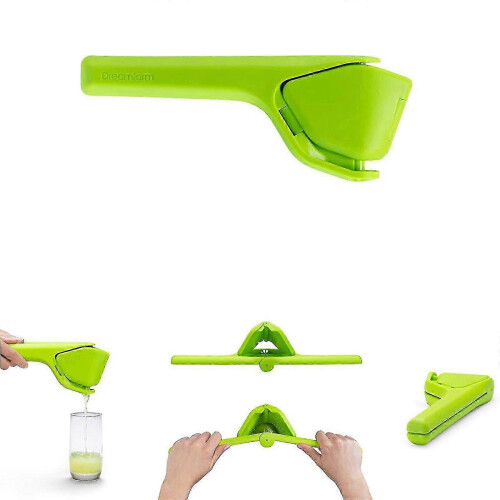 (green) Lemon Fluicer | Easy Squeeze Manual Citrus Juicer Plastic Folds Flat For Slimline
