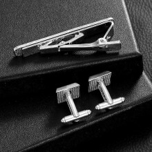 New men's French shirt, business tie clip, and cufflink set, retro blue diamond alloy collar clip.