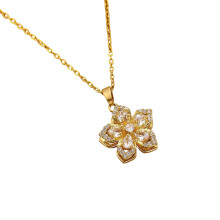 Beautiful Twirling Floral Zircon Pendant with Sparkling-White