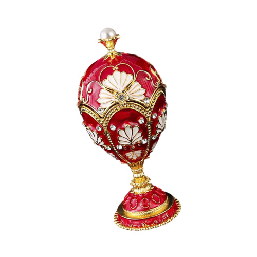 Crystal Embellished Enameled Eggs Storage Case-golden red