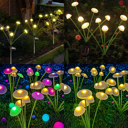 Solar Garden Lights Double Mode LED Solar Mushroom-color 2 2