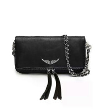 (Black) Zadig&voltaire Chain Shoulder Purse For Women Soft Leather Quilted Fashion Message Crossbody Bag_SSDLV