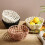 (White) Large Beige Elegant Circular Basket Ceramic Fruit Bowl Glazed 3
