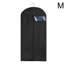 (M black) Smooth Portable Premium Hanging Sleek Bag Reliable Clothes Garment Cover Dust Dress Storage Clothes Coat Suit Home