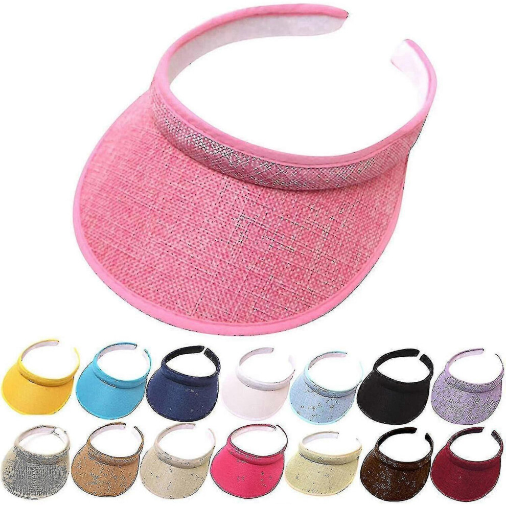 (White) Summer Wide Brim Sun Hats Womens Visors Hats Sun Uv Protection Spf 50+-image