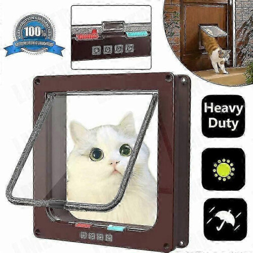 4-Way Cat Flap Cat Flap Entry Control Cat Flap Brown,M.