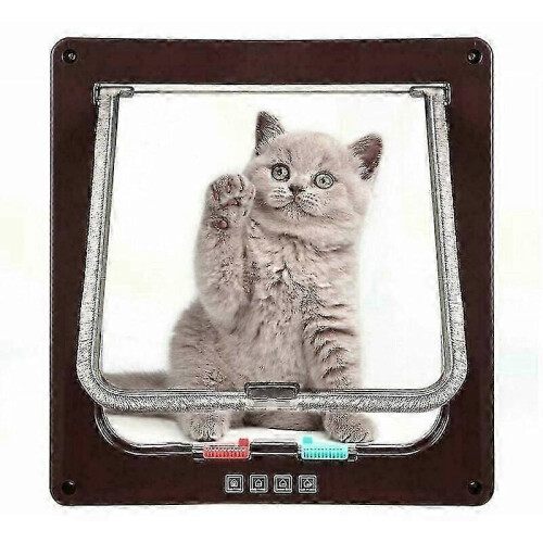 4-Way Cat Flap Cat Flap Entry Control Cat Flap Brown,M. 1
