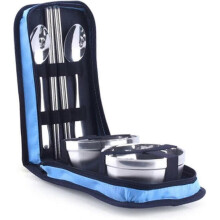 Outdoor Stainless Steel Tableware Picnic Tourist Set Portable Camping Cutlery Chopsticks Spoon Bowls