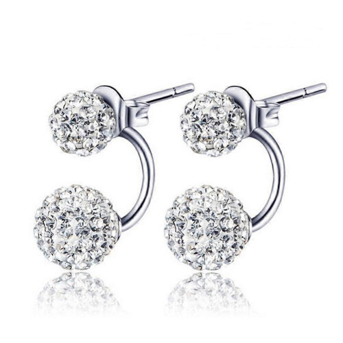 Double Crystal Cubic Zirconia Circle Stud Earrings