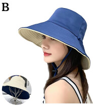 (Blue)Women Bucket Cap Summer Casual Outside Fashion Men Peaked Cap Breathable Bucket