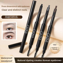 (Red)Double Heads Eyebrow Pencil Waterproof Tint Natural Long Lasting Paint Eyebrow