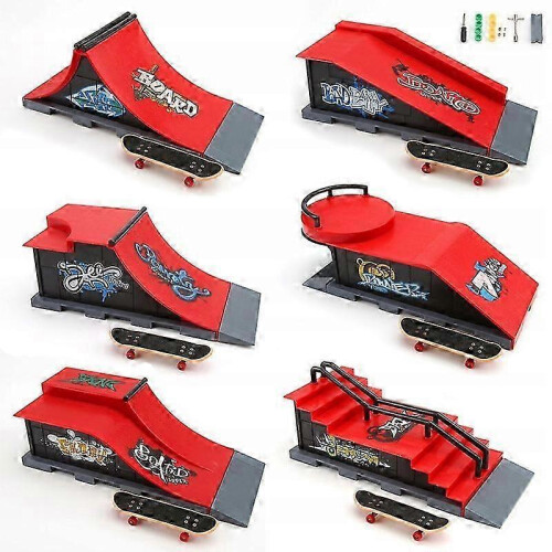 6 In 1 Fingerboard Ramp Set Skatepark 6 Skateboard 1