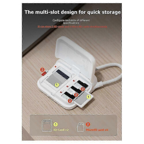 (White) PGYTECH CreateMate Mini SD Card Reader Case with 6-Slot Storage Portable Protective Holder for Camera Drone Phone Tablet B 2