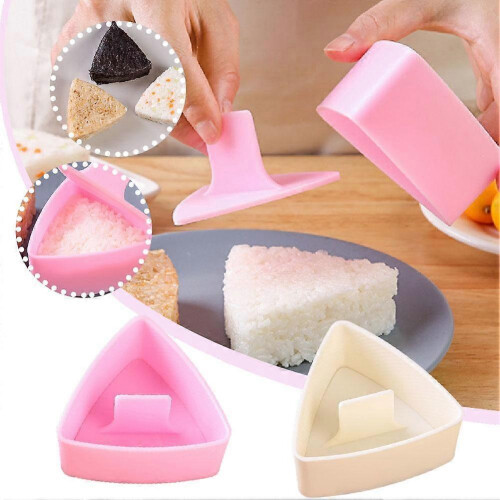 (Beige 180L, Pink) Triangle Sushi Mold Press, Rice Ball Mold Makers 1