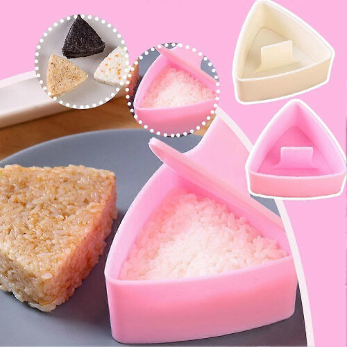 (Beige 180L, Pink) Triangle Sushi Mold Press, Rice Ball Mold Makers 2