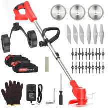 3-In-1 SHALL 24V Cordless Strimmer Grass Trimmer Electric Tree Garden Weed Cutter UK 2 x 2.0Ah Battery
